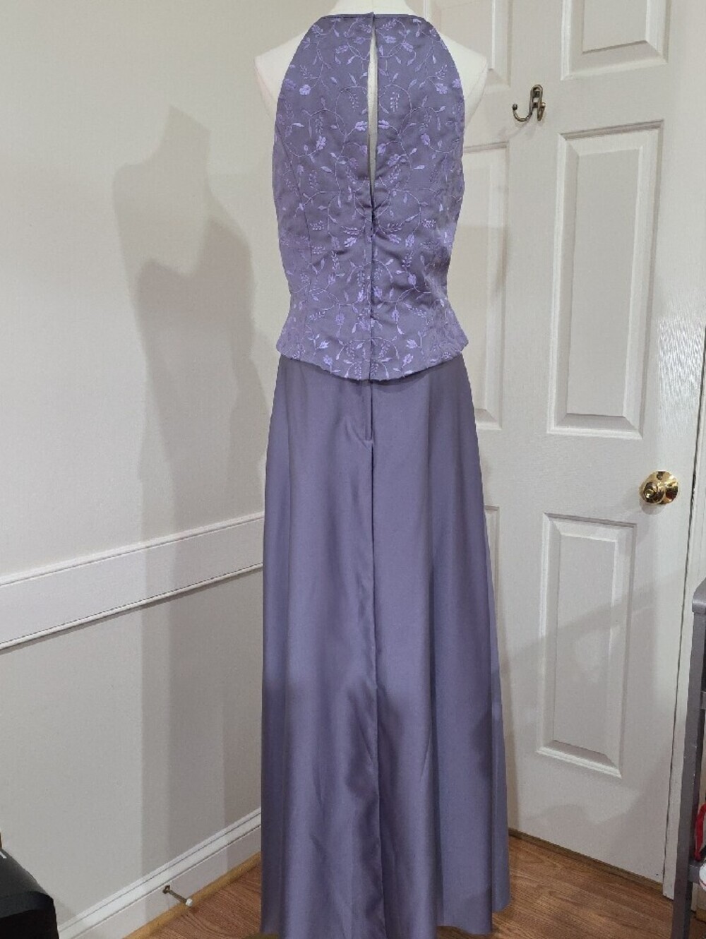 Mori Lee Two Piece Evening Gown-Lavender Satin Size 15/16 Fits Modern Size 10/12 - Picture 6 of 15